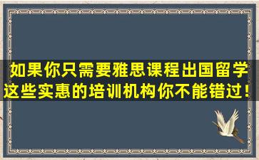 如果你只需要雅思课程出国留学 这些实惠的培训机构你不能错过！